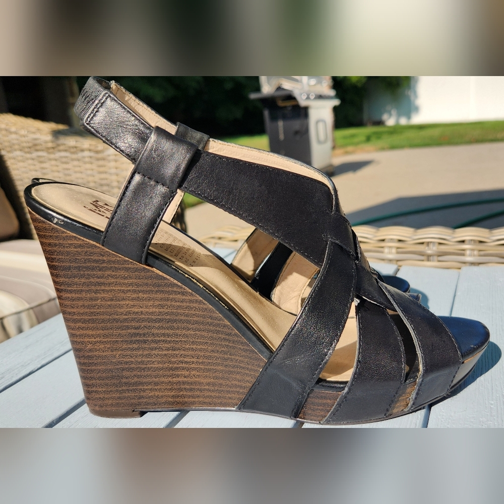 MRKT. black wedge sandals in size 7.5